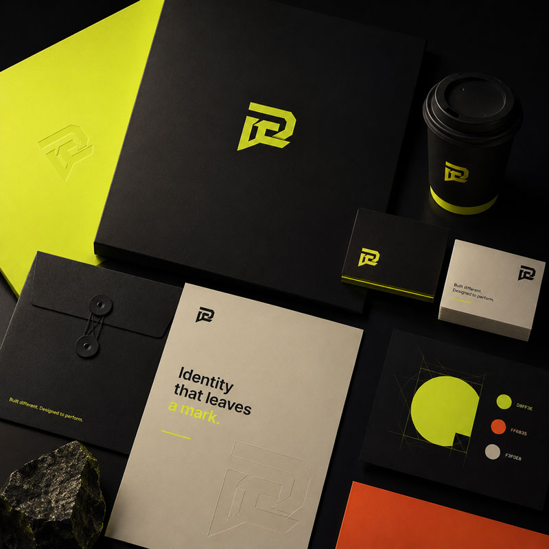 Brand identity design mockup for a small business